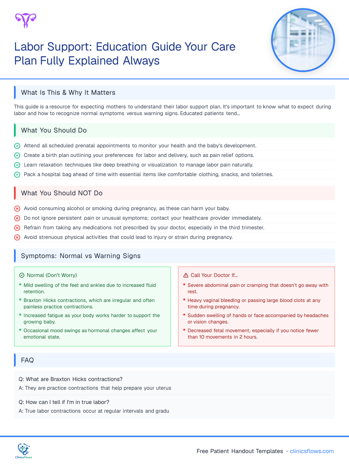 Labor Support: Education Guide Your Care Plan Fully Explained Always - patient handout preview