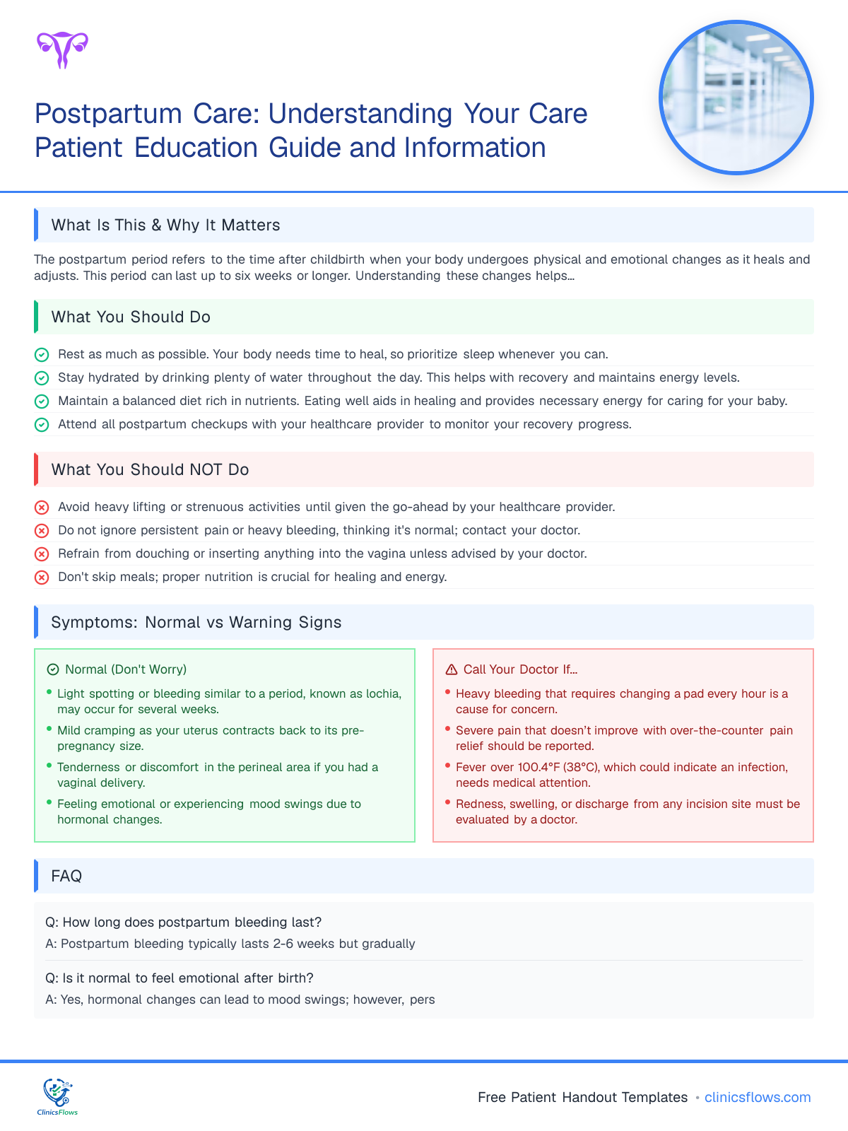 Postpartum Care: Understanding Your Care Patient Education Guide and Information - patient handout preview