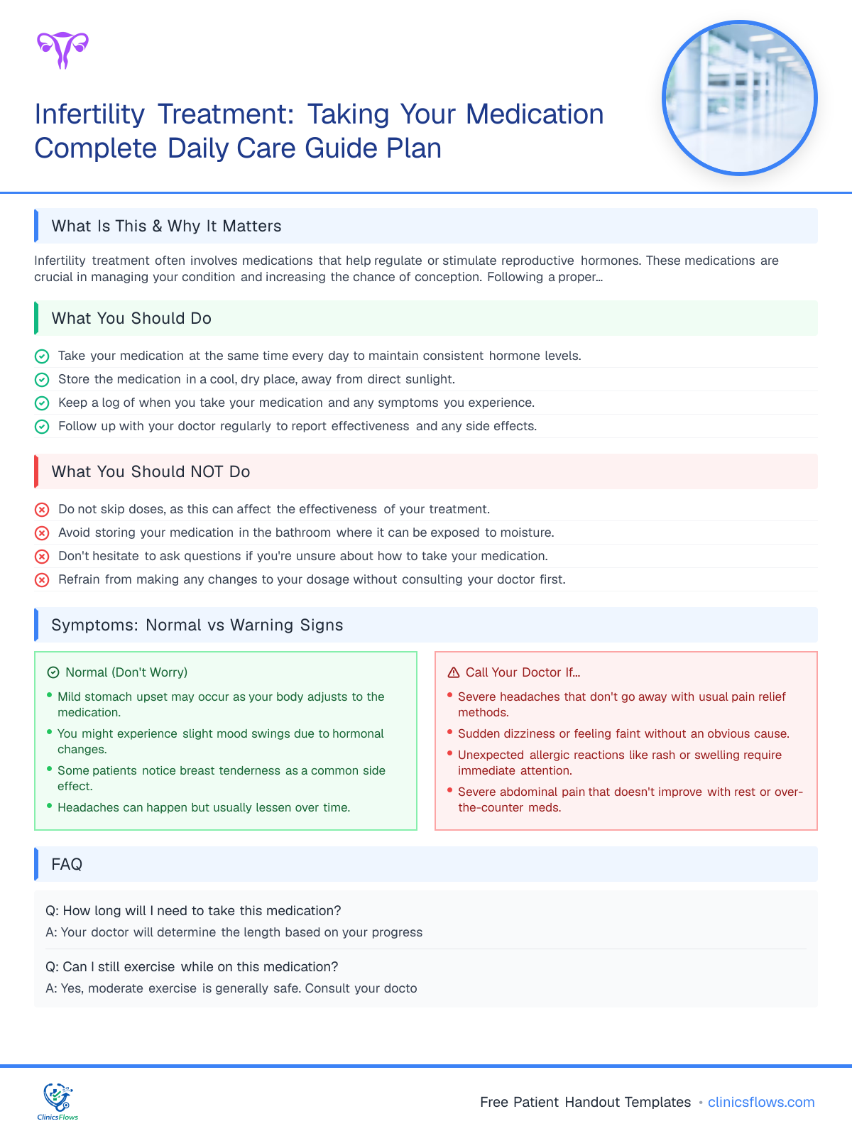 Infertility Treatment: Taking Your Medication Complete Daily Care Guide Plan - patient handout preview