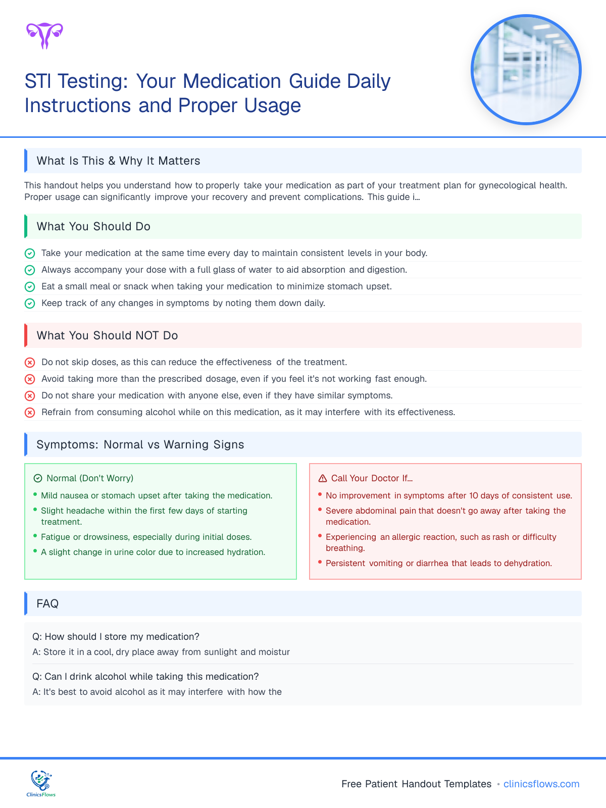 STI Testing: Your Medication Guide Daily Instructions and Proper Usage - patient handout preview