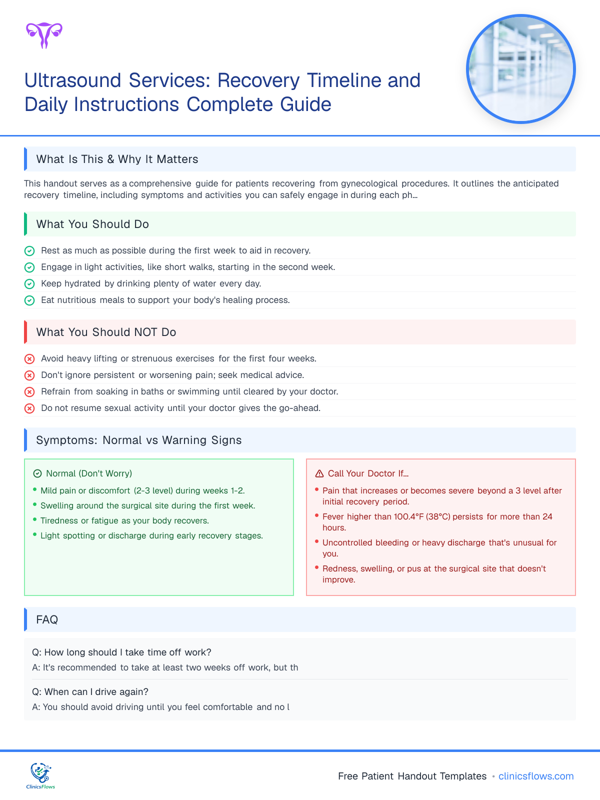 Ultrasound Services: Recovery Timeline and Daily Instructions Complete Guide - patient handout preview
