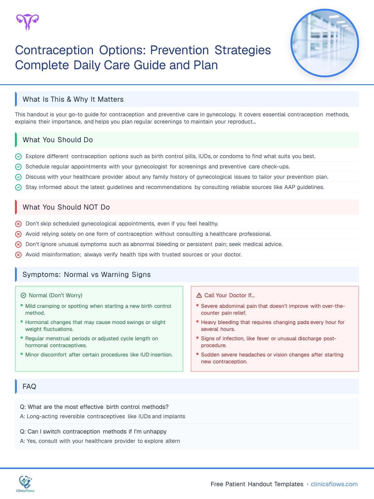 Contraception Options: Prevention Strategies Complete Daily Care Guide and Plan - patient handout preview