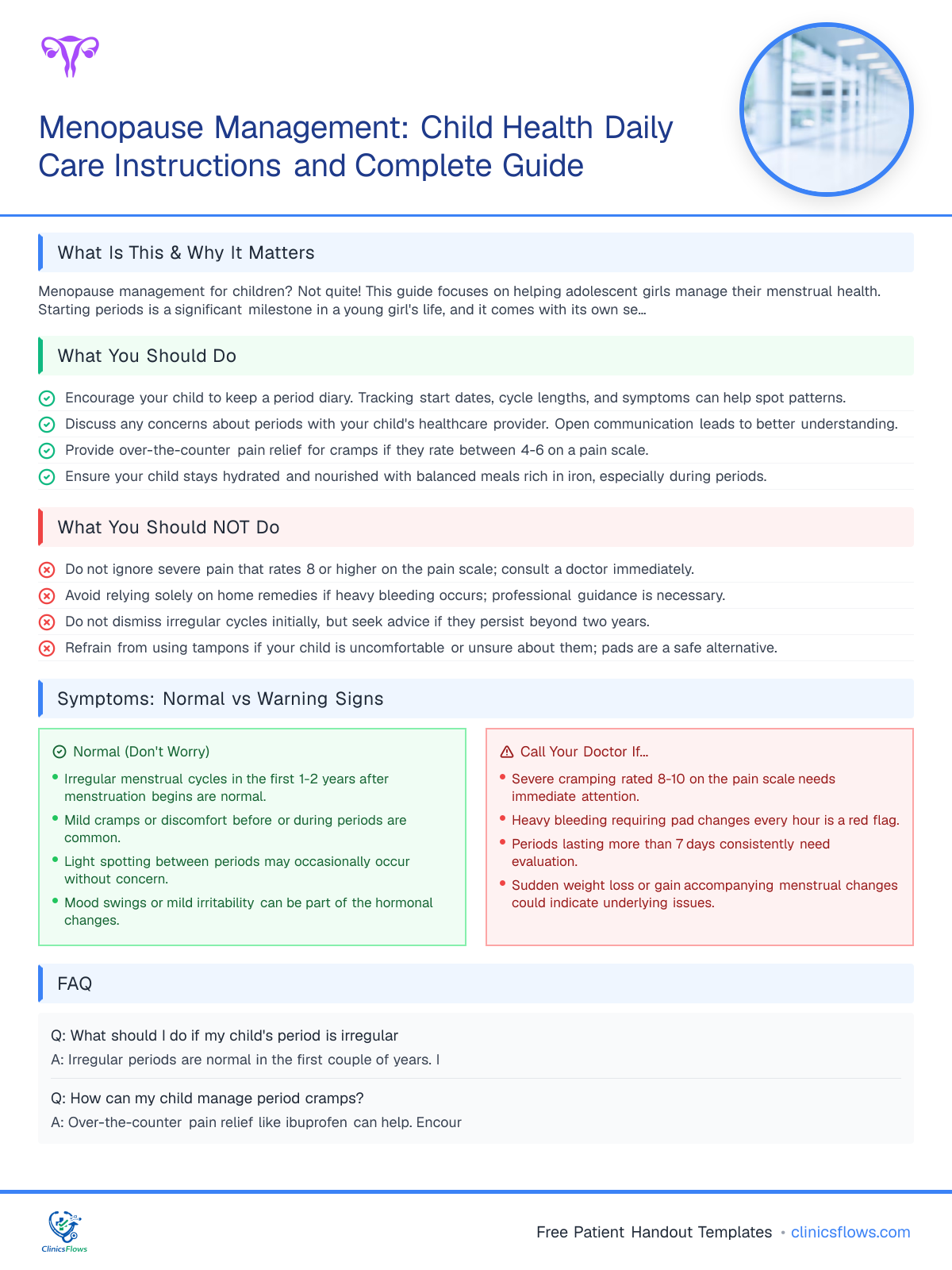 Menopause Management: Child Health Daily Care Instructions and Complete Guide - patient handout preview