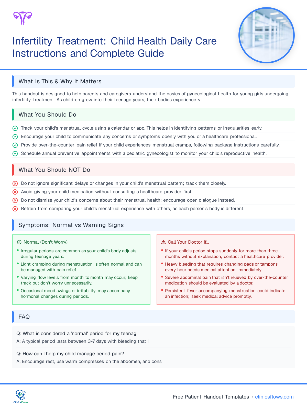 Infertility Treatment: Child Health Daily Care Instructions and Complete Guide - patient handout preview