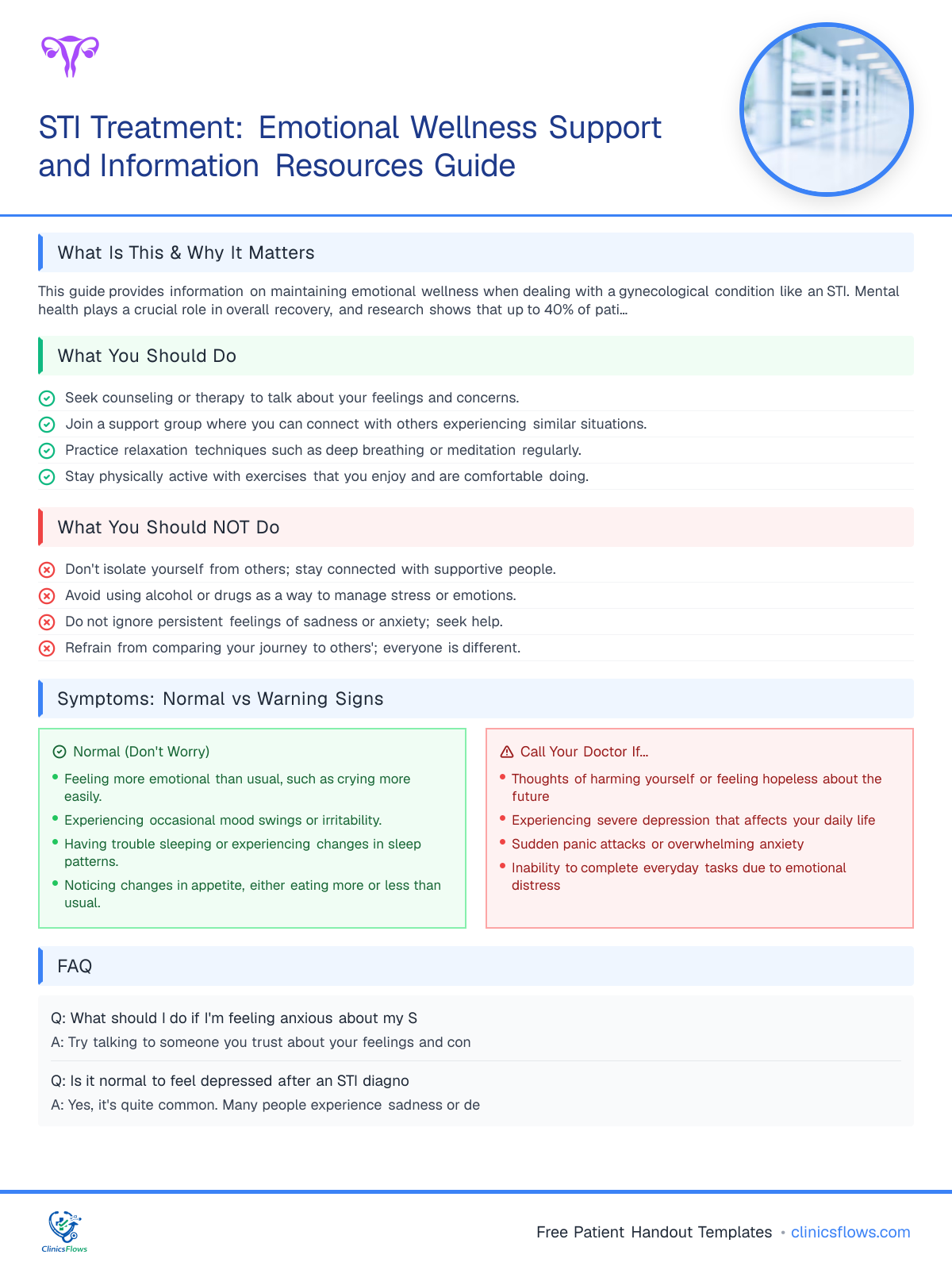 STI Treatment: Emotional Wellness Support and Information Resources Guide - patient handout preview