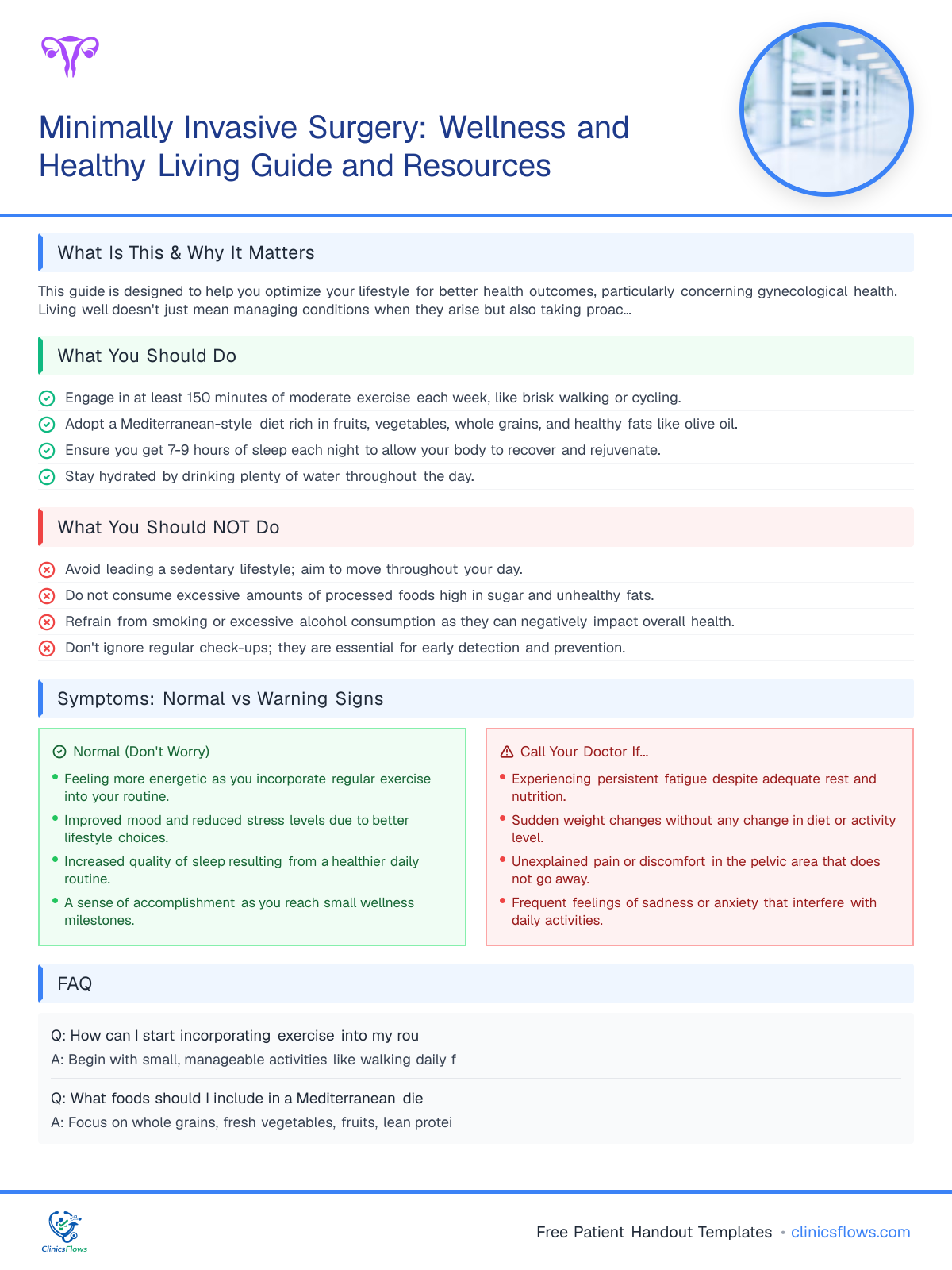 Minimally Invasive Surgery: Wellness and Healthy Living Guide and Resources - patient handout preview