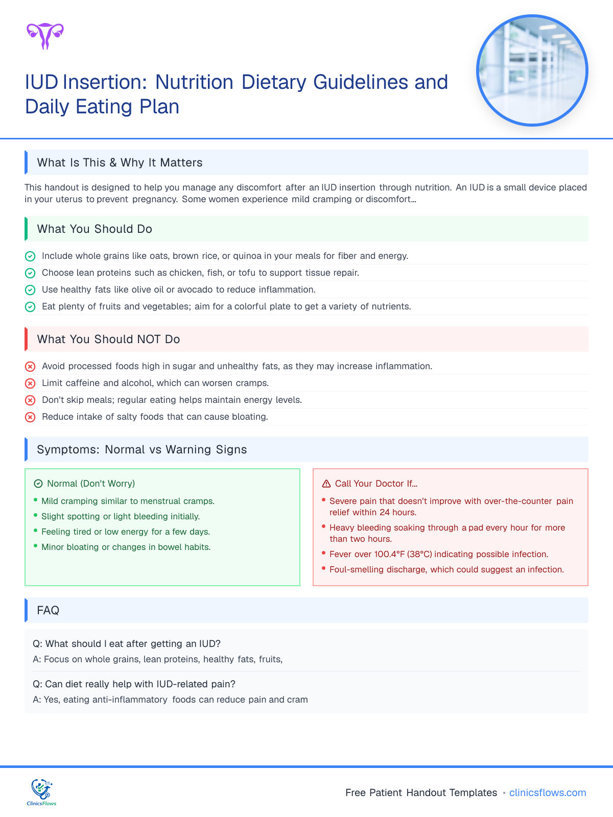 IUD Insertion: Nutrition Dietary Guidelines and Daily Eating Plan - patient handout preview