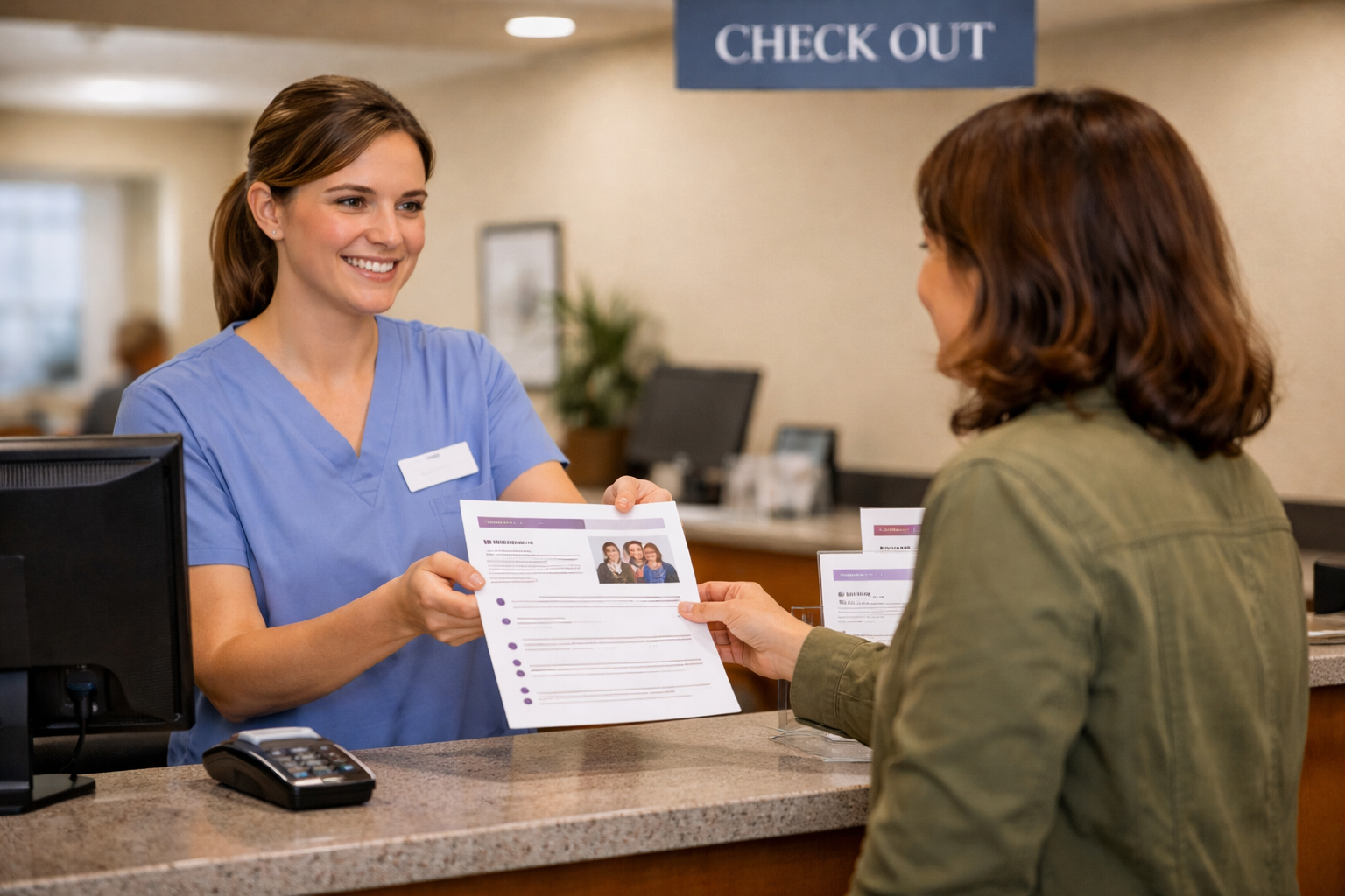 free patient education handout templates distributed at clinic checkout