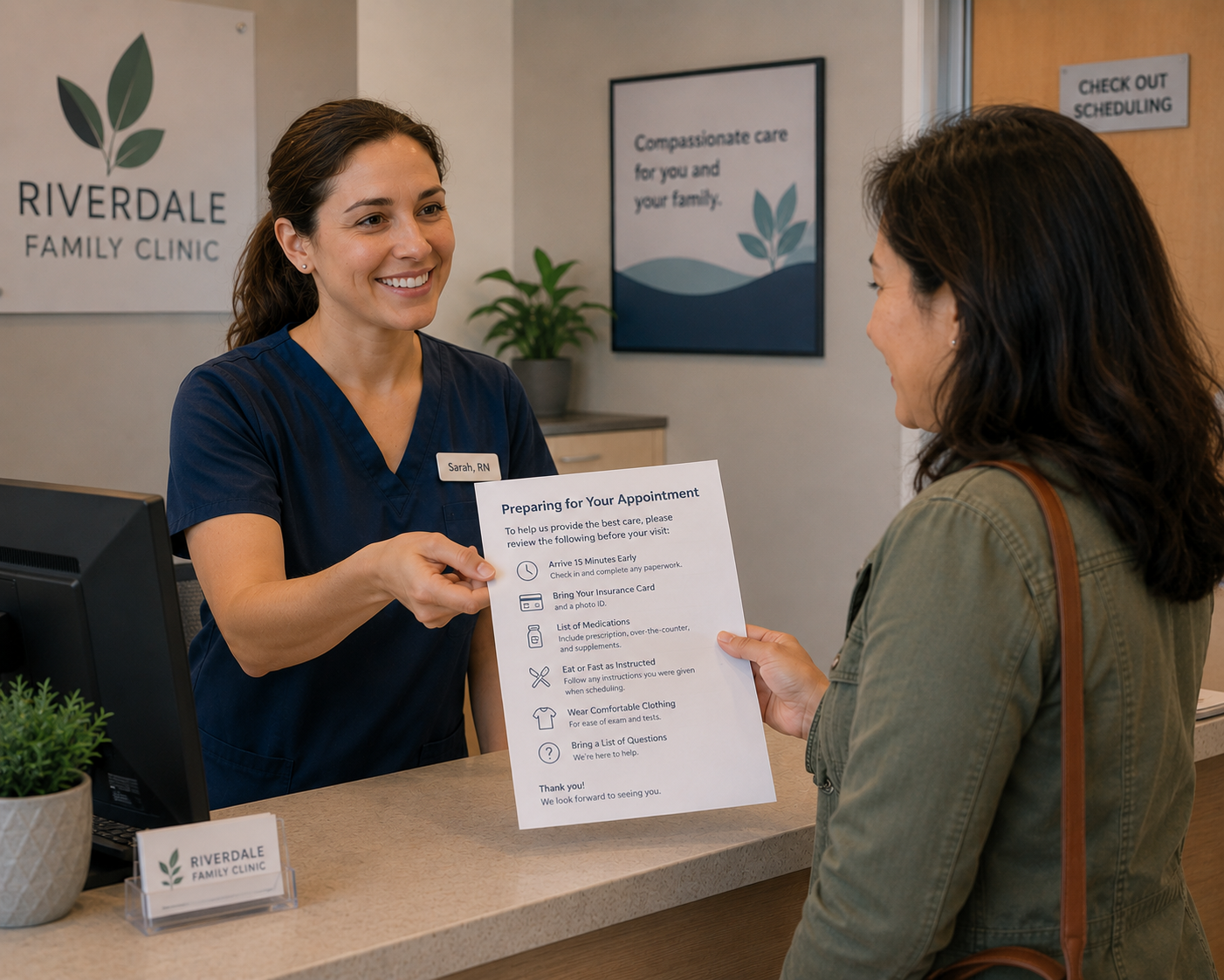 pre-visit patient handout improves patient intake efficiency preparation